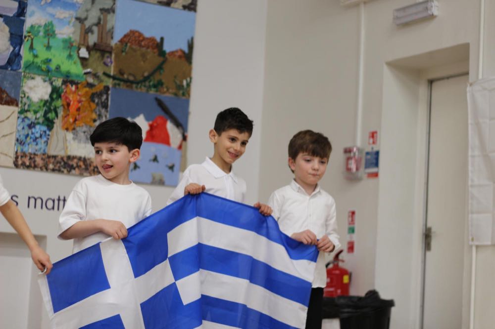 Children performing in our 25th of March play